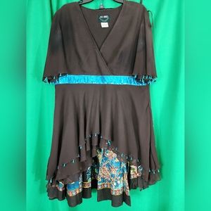 Ashro Skirt Set, XL, Brown/Multicolor - EUC